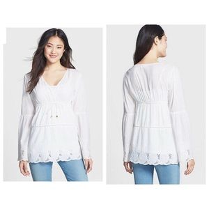 Michael Kors White Embroidered Empire Waist Top